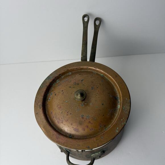 DOUBLE BOILER CERAMIC LINED COPPER BRASS VINTAGE - Picture 8 of 14